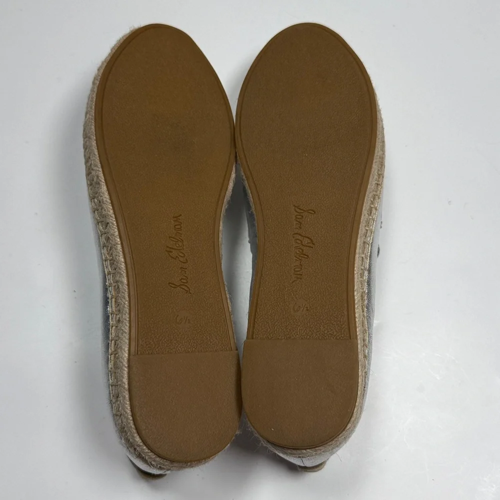 Sam Edelman Kai Espadrille Leather Slip-on Shoe in Silver NWOT S-523 Sz 6.5